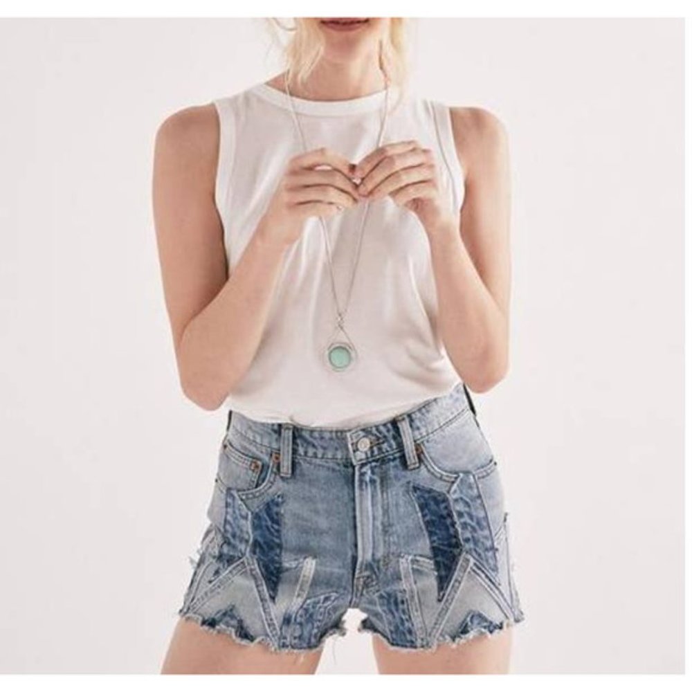 LUCKY BRAND Lucky Pins Patchwork Jean Shorts